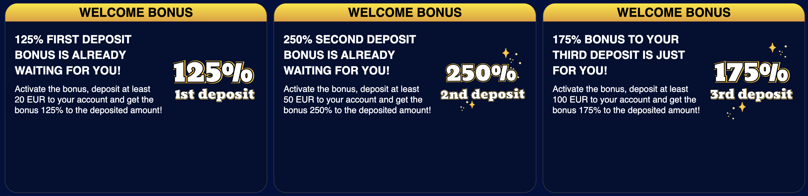 all welcome bonuses at goldenmister casino